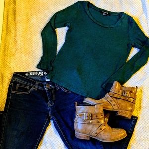 F21  dark green sweater